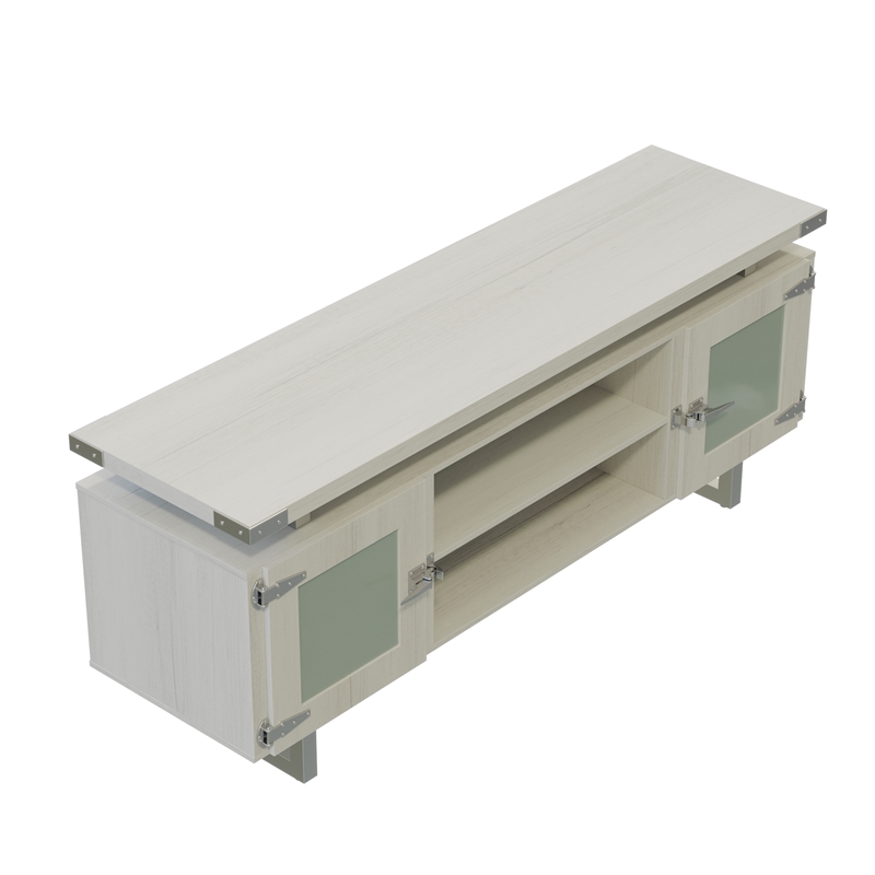 Safco Mirella Modern Wood Cabinet with Glass Doors in White Ash