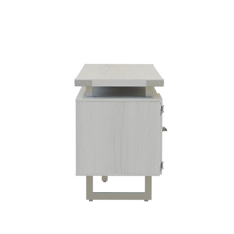 Safco Mirella Modern Wood Cabinet with Glass Doors in White Ash