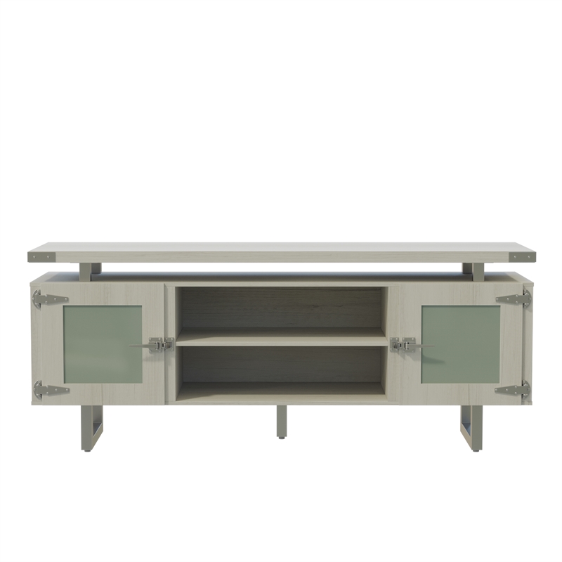 Safco Mirella Modern Wood Cabinet with Glass Doors in White Ash