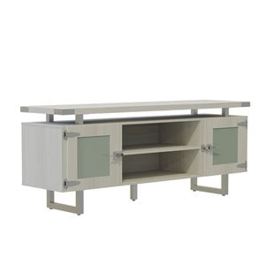 Safco Mirella Modern Wood Cabinet with Glass Doors in White Ash
