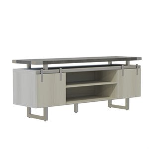 Mirella Low Wall Cabinet Wood Doors in Stone Gray