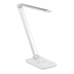 Safco Products Pivoting Vamp LED Lamp- Wireless Charging Pad & USB Port - Silver