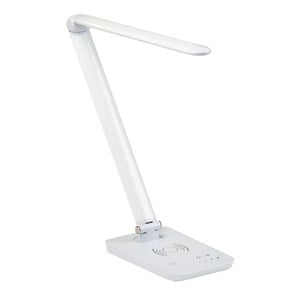 Safco Products Pivoting Vamp LED Lamp- Wireless Charging Pad & USB Port - White