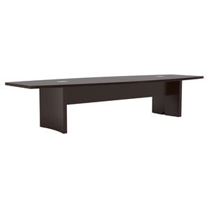 Safco Aberdeen 12' Boat Shaped Conference Table with Slab Base in Mocha