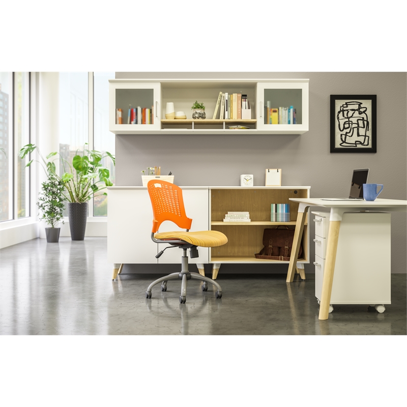 Safco Resi Modern Wood Storage Cabinet With Laminate Doors in White