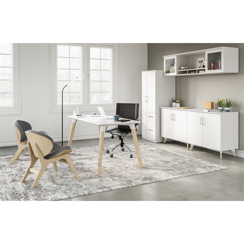 Safco Resi Modern Wood Storage Cabinet With Laminate Doors in White