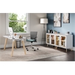 Resi Modern White Multi Level Wood Storage Cabinet With Glass Doors