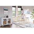 Resi Modern White Multi Level Wood Storage Cabinet With Glass Doors