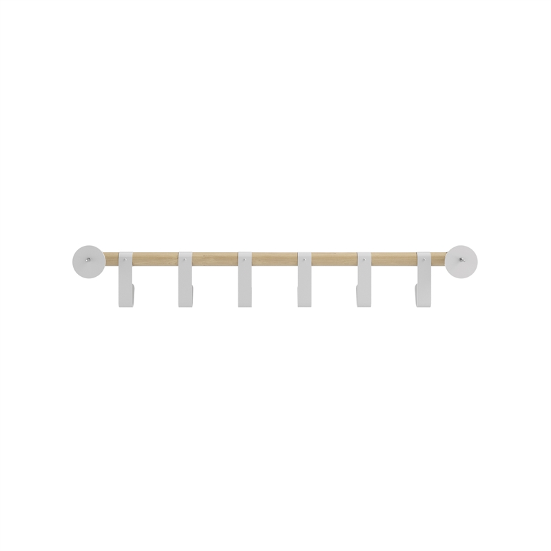 Safco Resi Contemporary Coat Wall Rack with 6 Metal Hooks in White