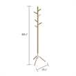 Resi Standing Coat Tree White Powder Base Natural Wood Pole