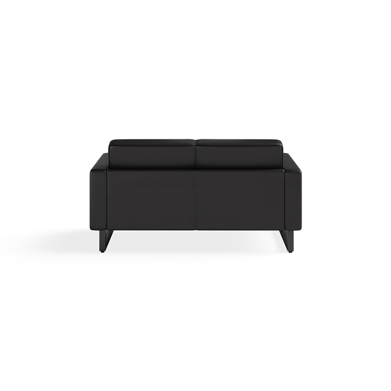 Safco Contemporary Lounge Black Vinyl Settee Metal Mirella Legs