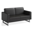 Safco Contemporary Lounge Settee Black Vinyl Metal Mirella Legs