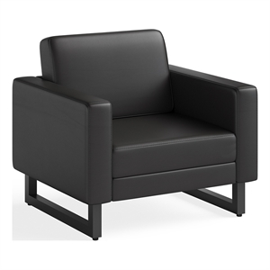 Safco Contemporary Lounge Chair Black Vinyl with Metal Mirella Leg