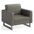 Safco Contemporary Lounge Chair Vinyl Mirella Metal Legs Silver in Gray