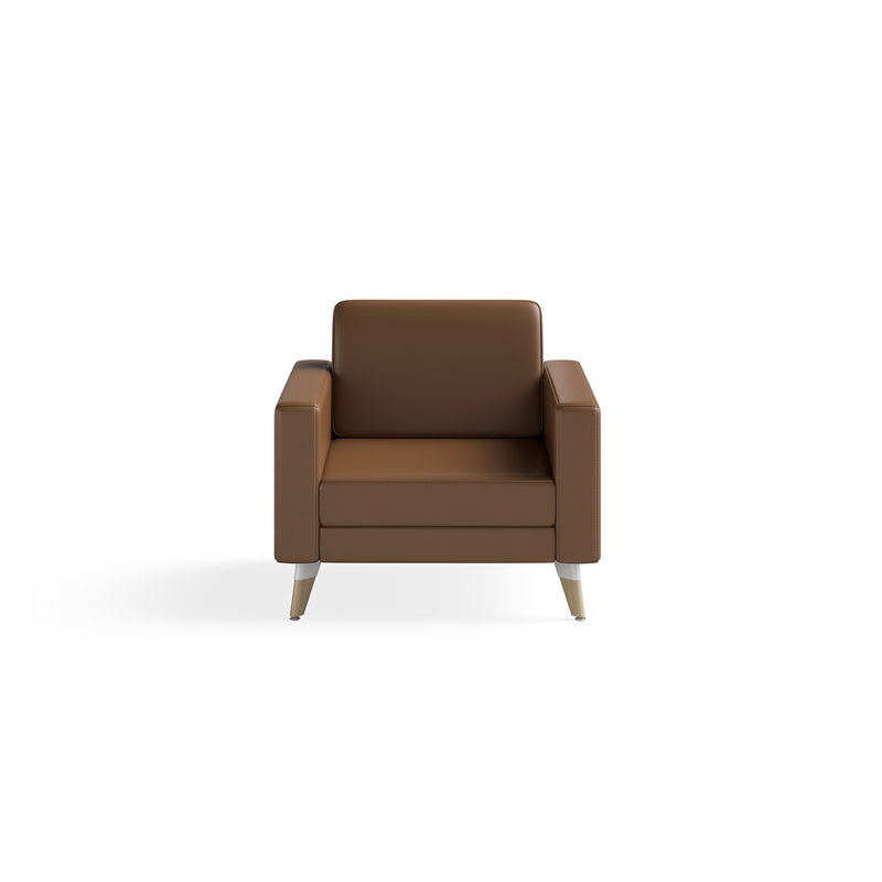 Safco Vinyl and Wood Lounge Chair Resi Feet in Brown (Cognac)