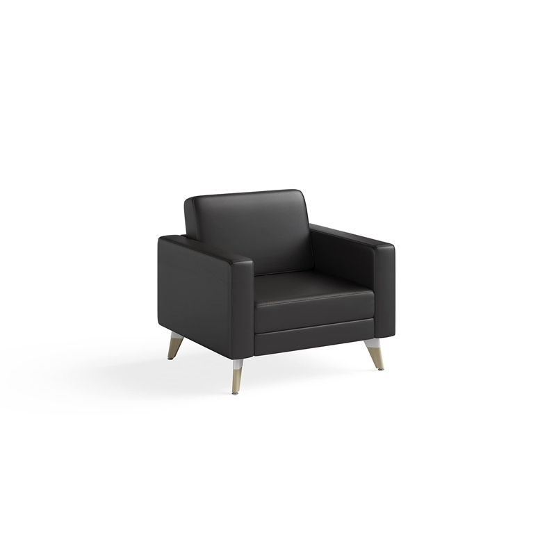 Safco Contemporary Lounge Chair Resi Feet Gray Vinyl with Wood Legs