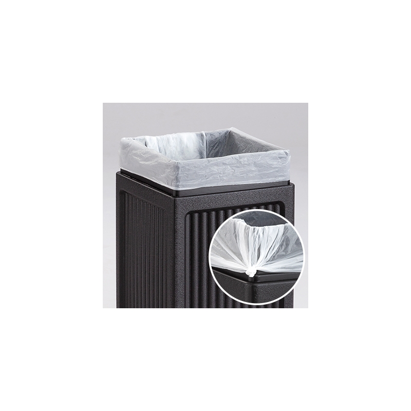 Safco Indoor/Outdoor Plastic Trash Cans with Recessed Panel Receptacles in Black