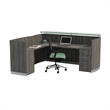 Safco Medina L-Shaped Reception Station with Pedestals in Gray Steel
