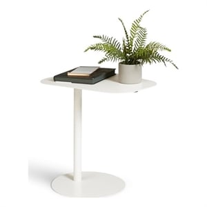 Chroma Modern Metal End Table Space Saving C Shaped Design in White