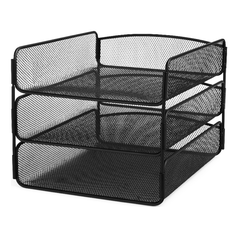 Safco Onyx Triple Tray Steel Metal Organizer in Black Finish
