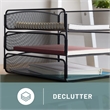 Safco Onyx Triple Tray Steel Metal Organizer in Black Finish