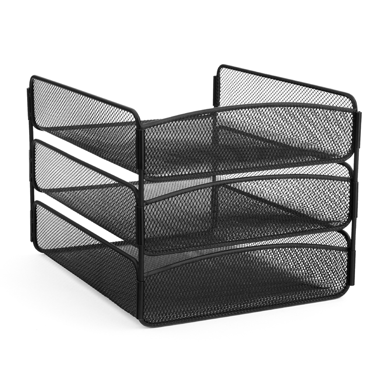 Safco Onyx Triple Tray Steel Metal Organizer in Black Finish