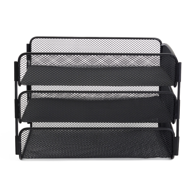 Safco Onyx Triple Tray Steel Metal Organizer in Black Finish