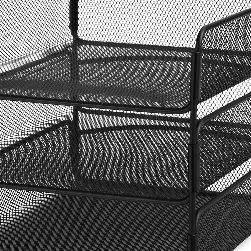 Safco Onyx Triple Tray Steel Metal Organizer in Black Finish