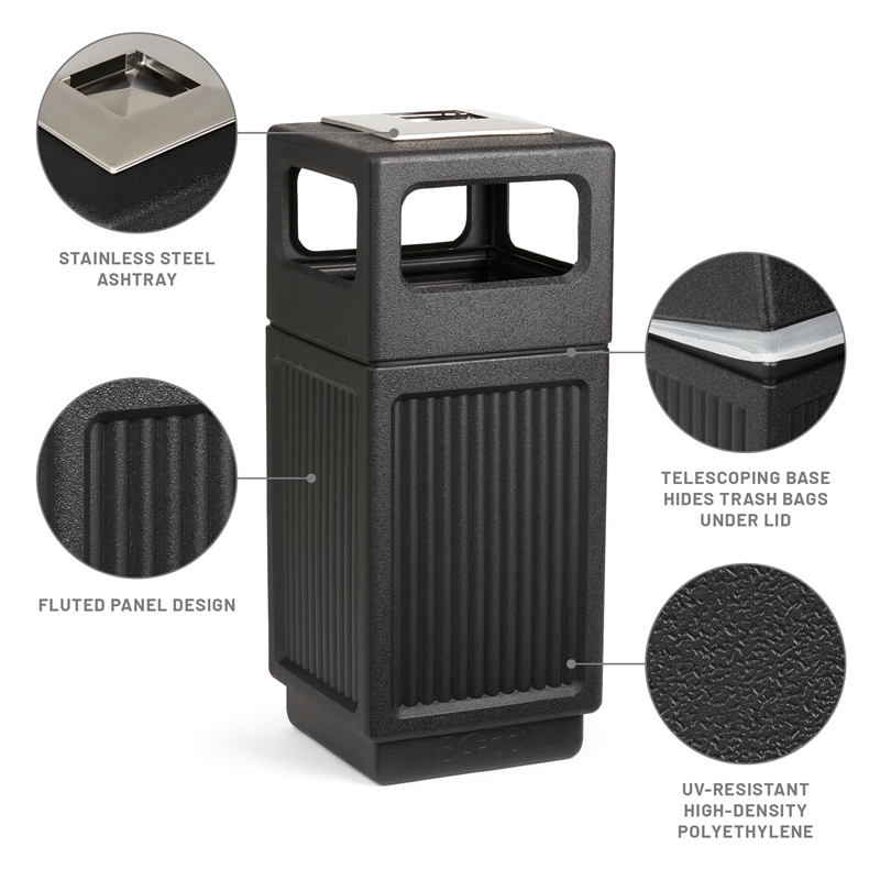 Safco Canmeleon Series Small Outdoor Recessed Panel Side Opening Receptacle with Urn