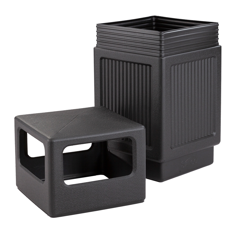 Safco Canmeleon Series Outdoor/Indoor Side Opening 38-Gallon Black Trash Can