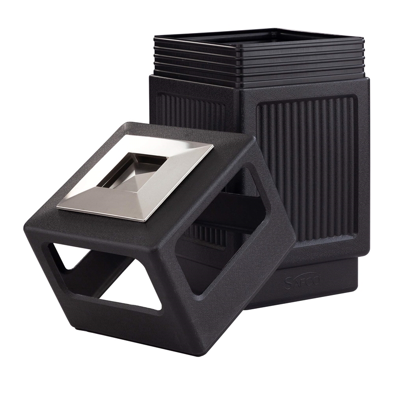 Safco Canmeleon Large Outdoor Recessed Panel Side Opening Receptacle with Urn