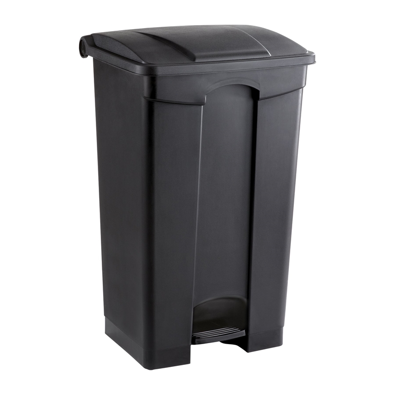 Safco Hands Free Plastic Step-On Receptacle Trash Can - 23 Gallon in Black