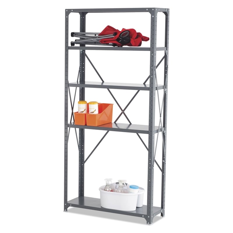Safco 36 x 12 Commercial 5 Shelf Kit in Dark Grey Finish