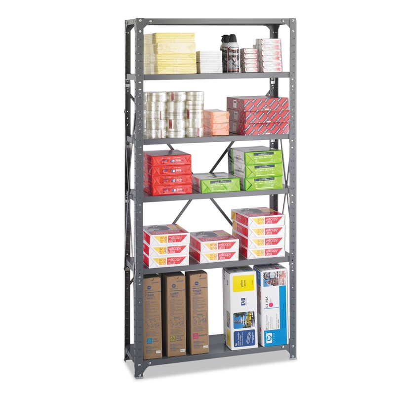 Safco 36 x 12 Commercial 6 Shelf Kit in Dark Grey Finish