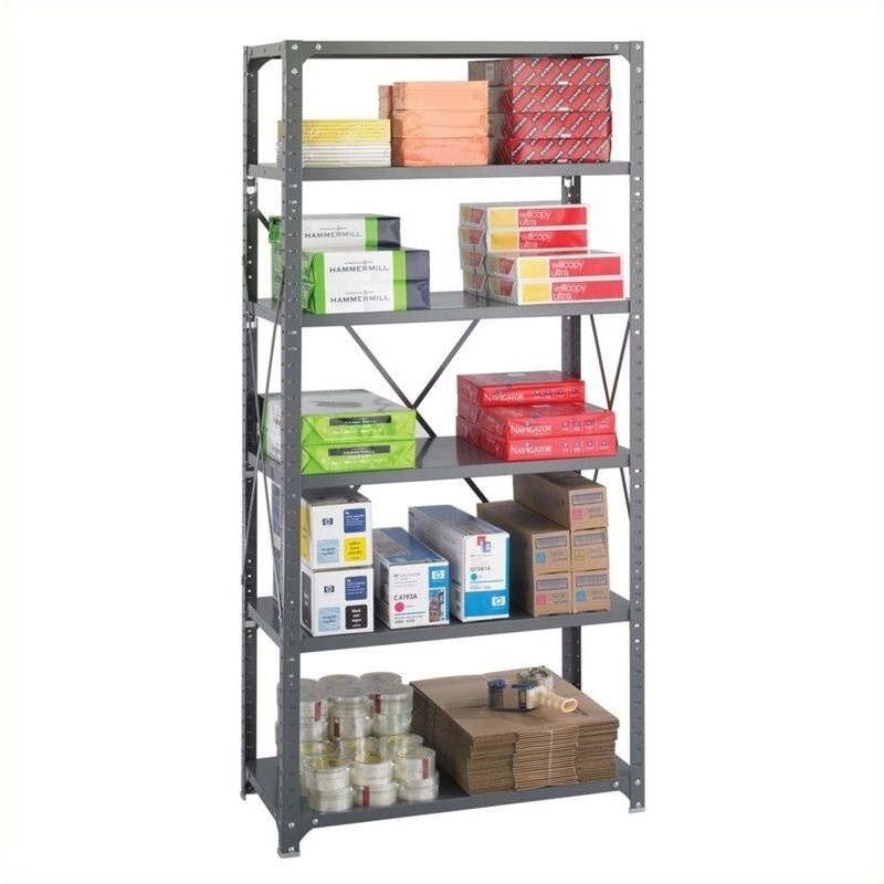 Safco 36 x 18 Commercial 6 Shelf Kit in Dark Grey Finish