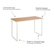 Modern Maple Table Desk With White Metal U Shaped Legs