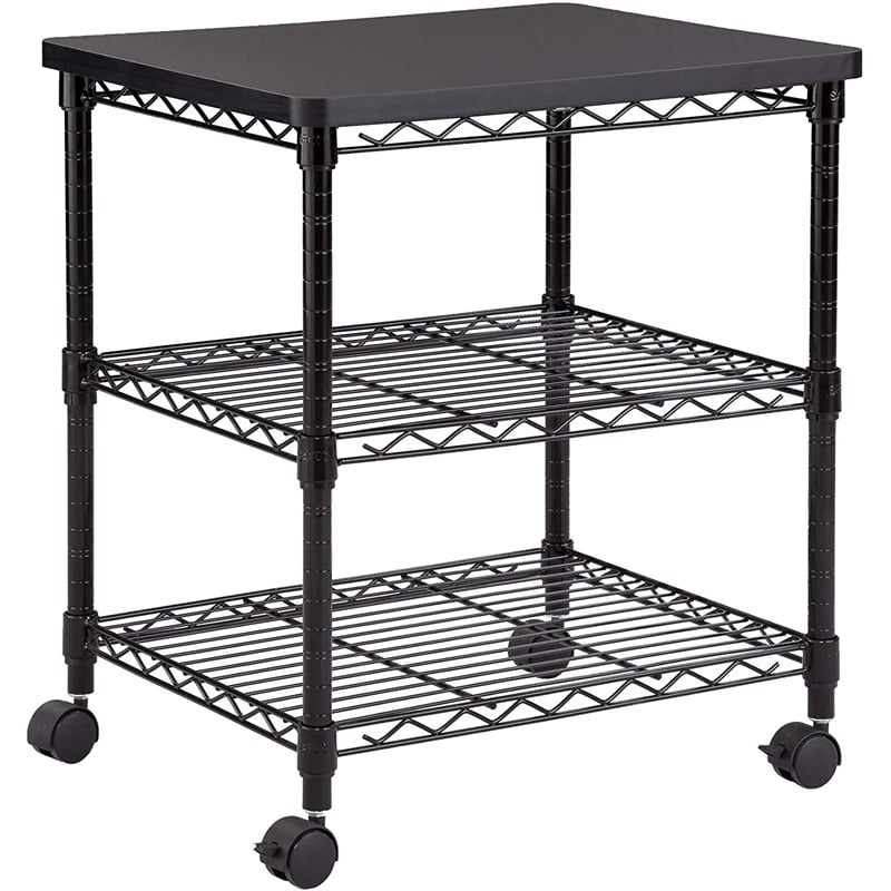 Safco Deskside Steel Frame Wire Machine Stand in Black