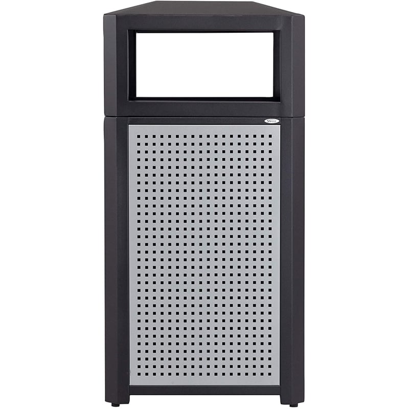 Safco Evos Outdoor/Indoor Steel Waste Receptacle Trash Can 38 Gallon Black