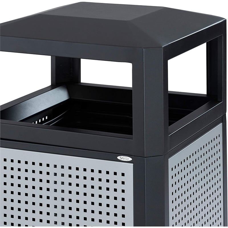 Safco Evos Outdoor/Indoor Steel Waste Receptacle Trash Can 38 Gallon Black