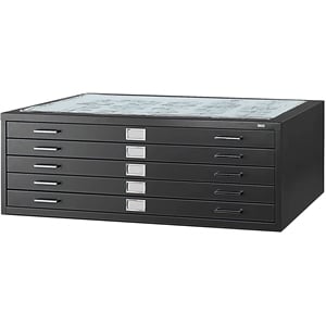 Safco 5 Drawer Flat Files Metal Cabinet for 30&quot x 42&quot Files in Black