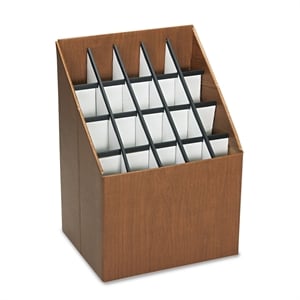Safco Upright 20 Compartment Wood/Fiberboard Roll Files in Walnut 