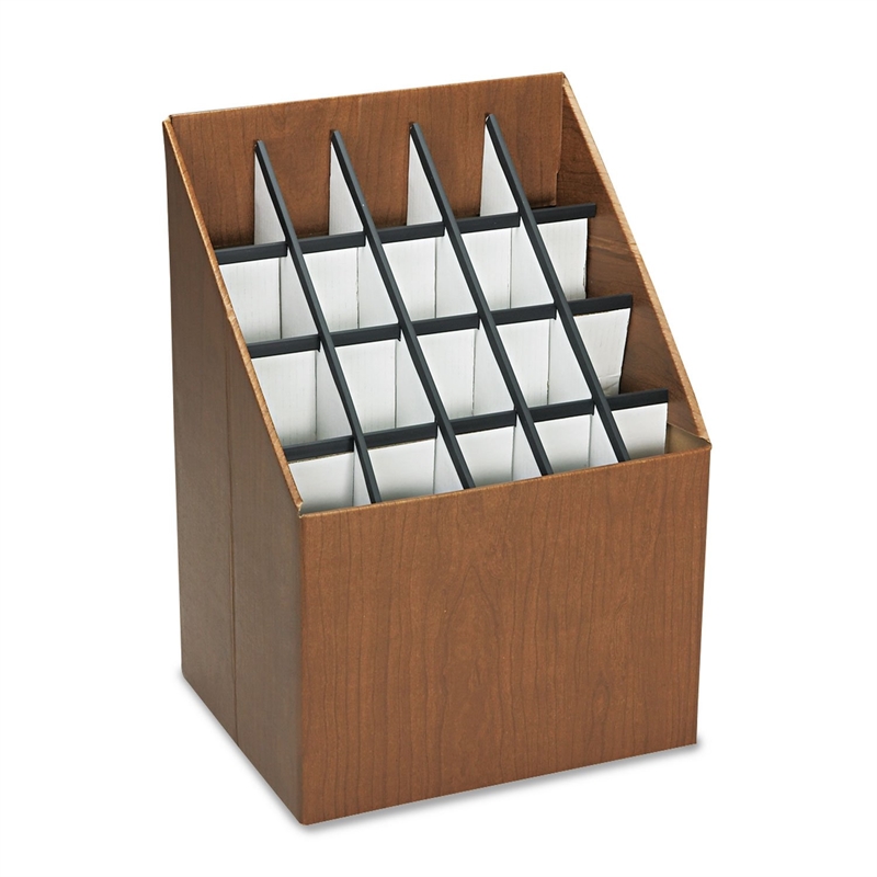 Safco Upright 20 Compartment Wood/Fiberboard Roll Files in Walnut 