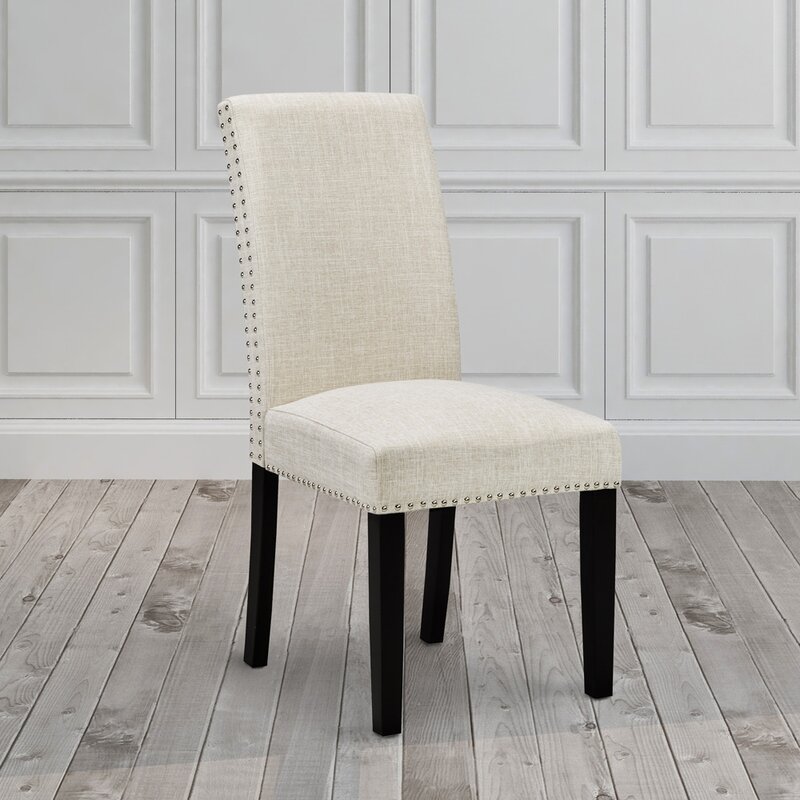 Uptown Club Savio Fabric Stud Upholstered Dining Side Chair in Beige (Set of 2)