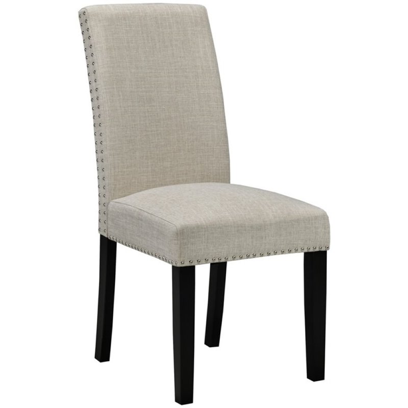 Uptown Club Savio Fabric Stud Upholstered Dining Side Chair in Beige (Set of 2)