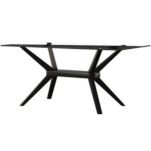 Uptown Club Vanora 63&quot Contemporary Glass Top Dining Table in Dark Walnut