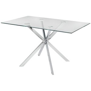 Uptown Club Linus 51.2&quot Contemporary Glass Top Dining Table in Silver