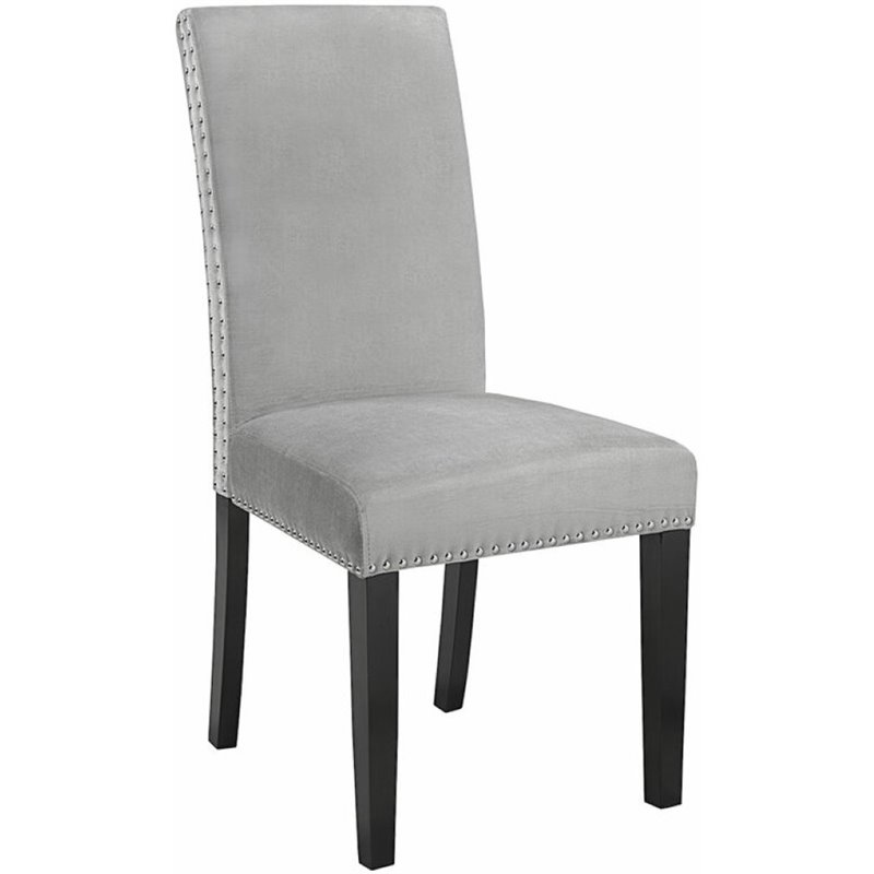 Uptown Club Sherpa Velvet Upholstered Dining Side Chair in Gray (Set of 2)