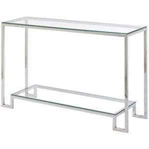 Uptown Club Ben 47.3&quot x 13.7&quot Transitional Glass Top Console Table in Silver