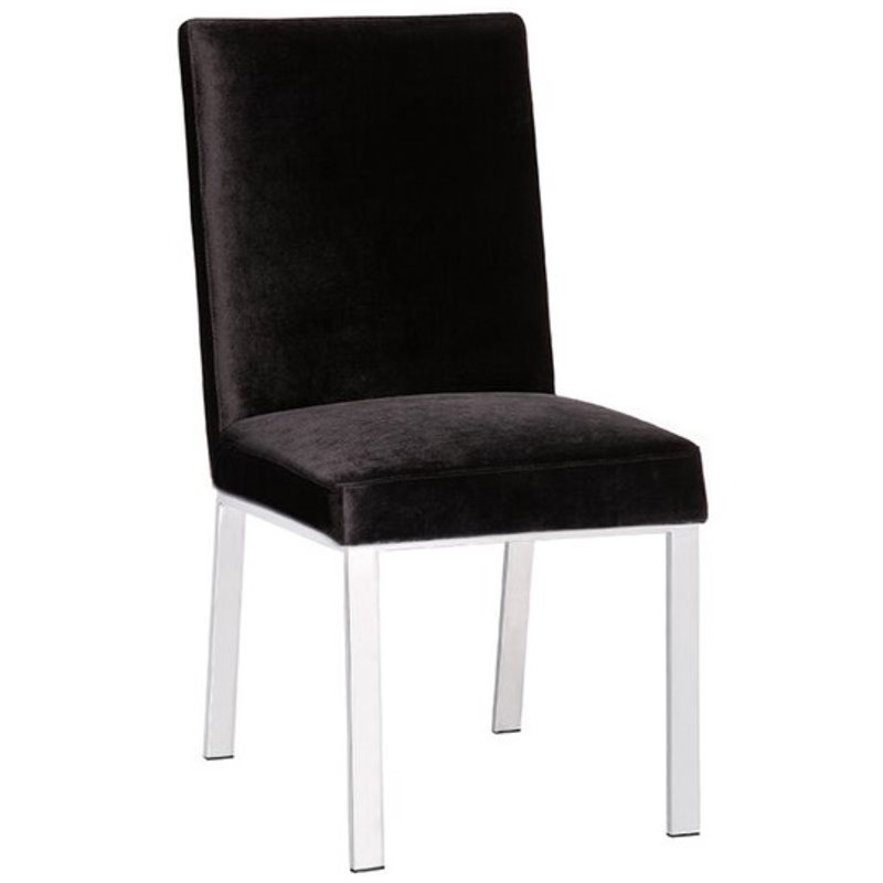 Uptown Club Paris Contemporary Velvet Upholstered Dining Side Chair in Black
