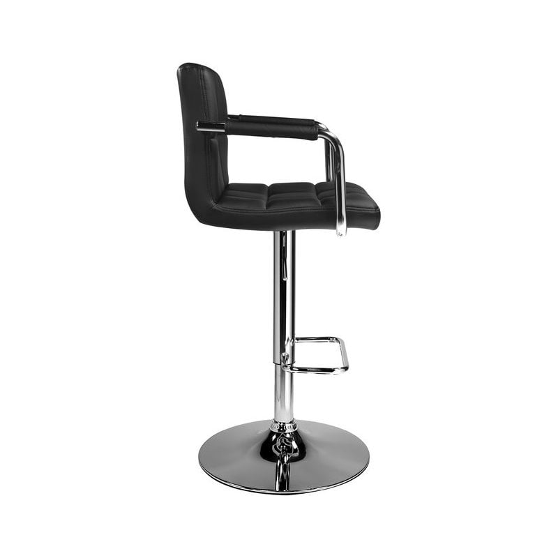 Uptown Club Coaster Faux Leather Tufted Adjustable Bar Stool in Black (Set of 2)